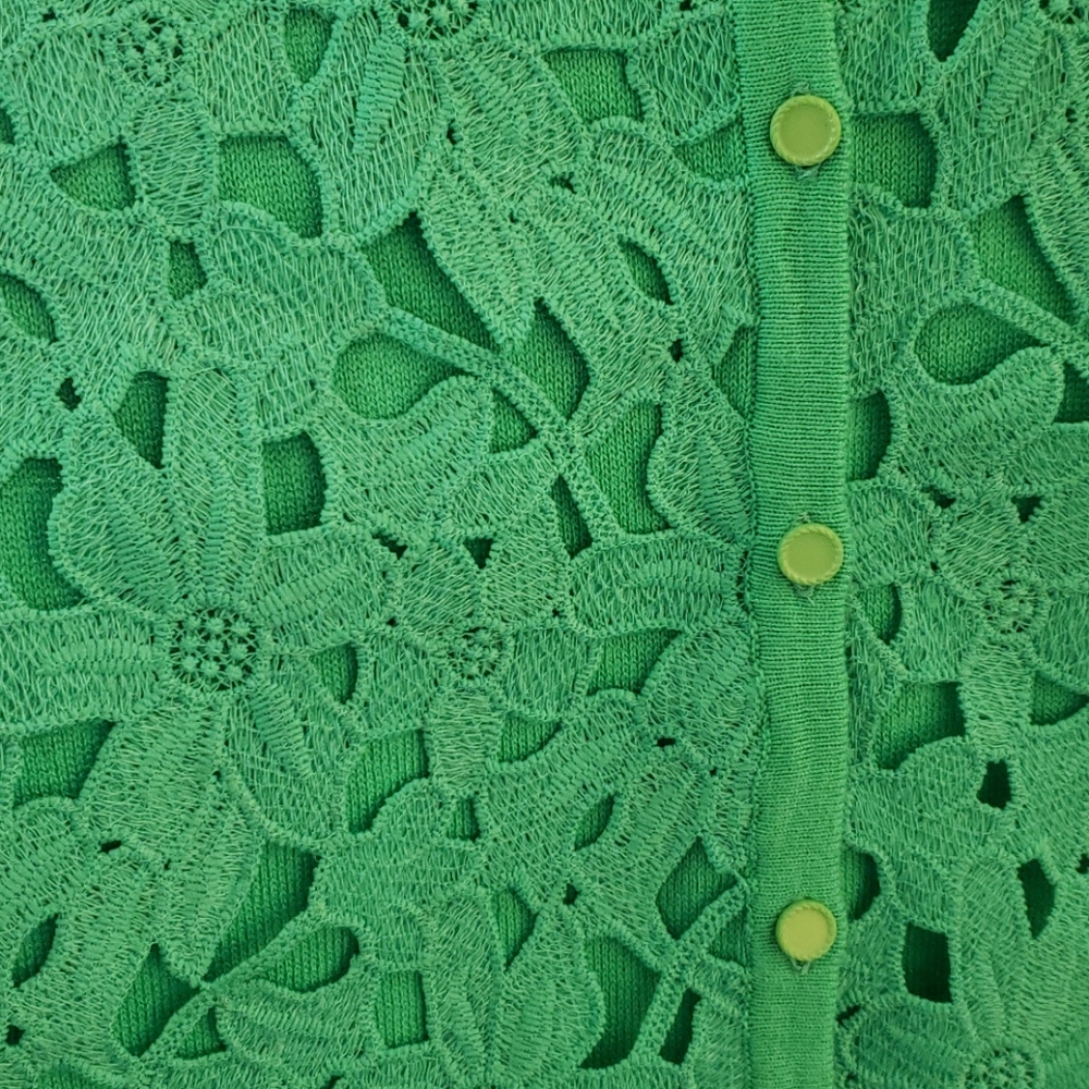 NY&Co green cardigan with floral lace - Picture 2 of 4
